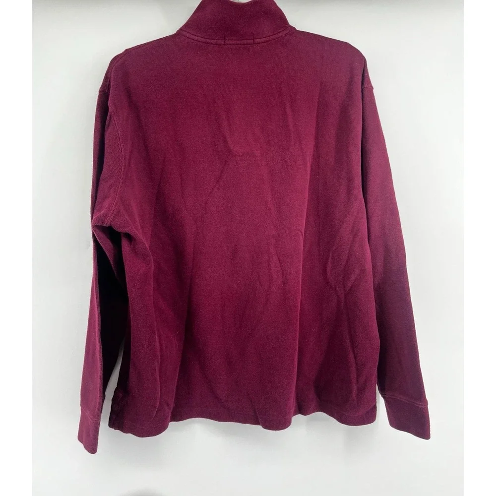 Polo Ralph Lauren Sweater Maroon Red Pony Zip Estate Rib Cotton Men's Size Large